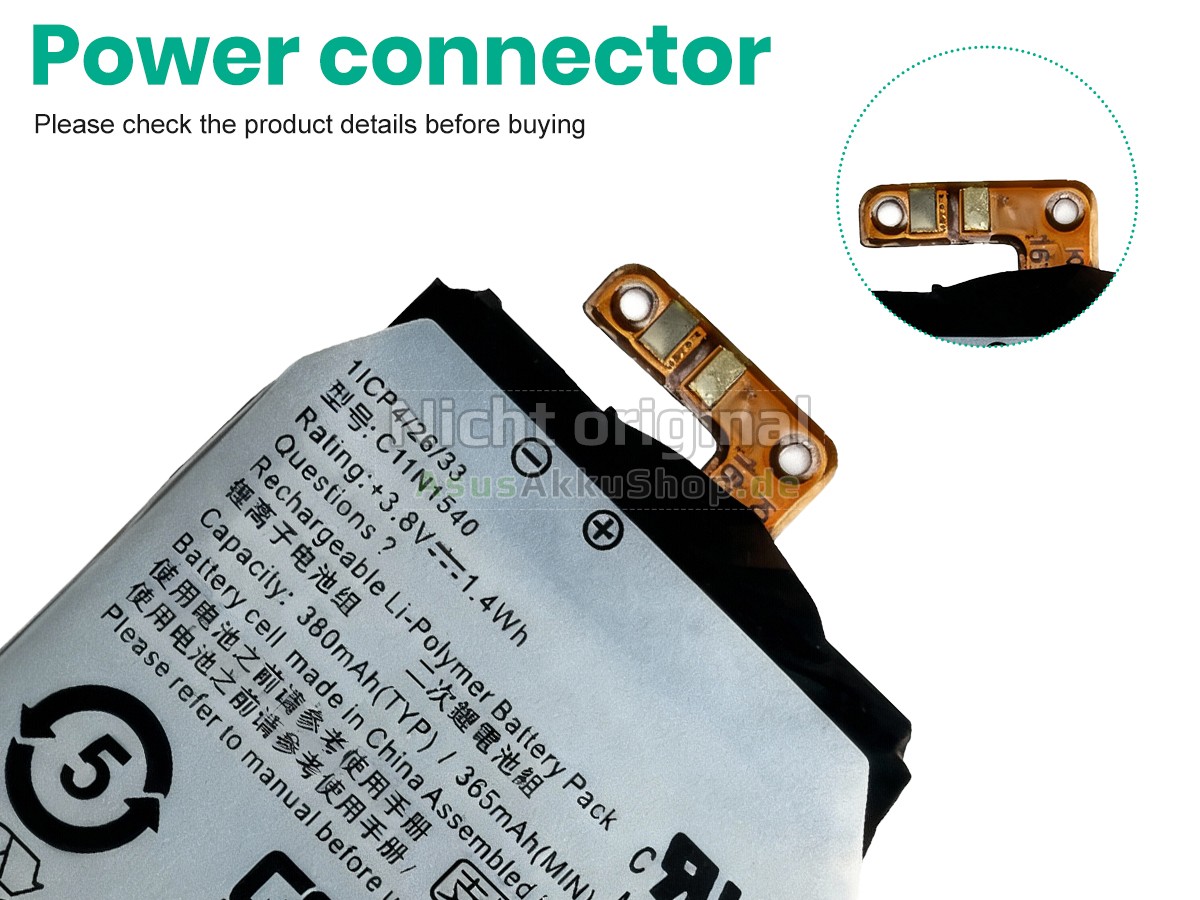 Hochwertige Akku für Asus ZENWATCH 2 WI501QF